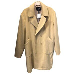 Forever 21 Mens Camel Double-Breasted Overcoat XXL Warm & Stylish Outerwear